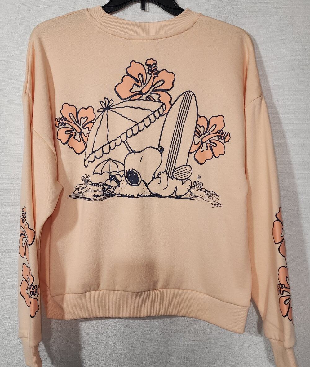 Snoopy surfing yellow orange sweatshirt size Medium